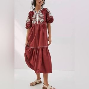 Anthropologie Gretel Dress with Embroidery, Size Medium